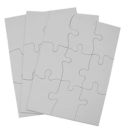 Inovart Puzzle-It 9-Piece Blank Puzzle, 12 Puzzles Per Package, 4" x 5-1/2", White - size: 9 Pieces (4 x 5.5 in), style: 12 Puzzles Per Package
