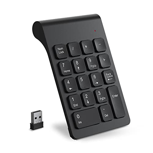 cimetech Wireless Number Pad, 2.4G Numeric Keypad Numpad with USB Receiver, 18 Keys Portable Mini Keyboard for Laptop Notebook, Desktop, Surface Pro, PC - Black - color: 2.4G-Black