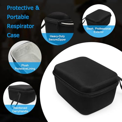 Hard EVA Protective Carrying Case Compatible with 3M 6200, 6300, 6500, 7502 Half Face Respirator Mask, Extra Deep 8.3" x 6.3" x 4.7" Storage Box for Cameras, Tools and Travel Accessories