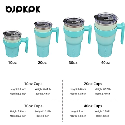 BJPKPK 10 oz Mini Tumbler with Lid, Straw & Handle, Insulated Steel Cup | Small, Spill Proof, Leak Proof, Thermal, Double Wall Vacuum, Sweatproof, Dishwasher Safe, BPA Free, Mint - color: Mint, size: 10 Ounces