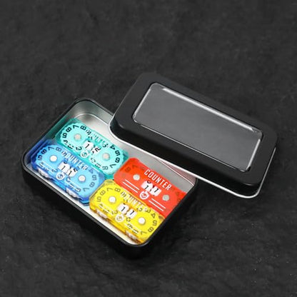 4Pcs MTG Life Counter Twin Digits with Metal Box, Health Tracker Life Counter for MTG Magic Card Games Accessories, Compatible with Magic the gatering Tabletop RPG D&D CCG TCG Board Games - color: D Color-4pcs