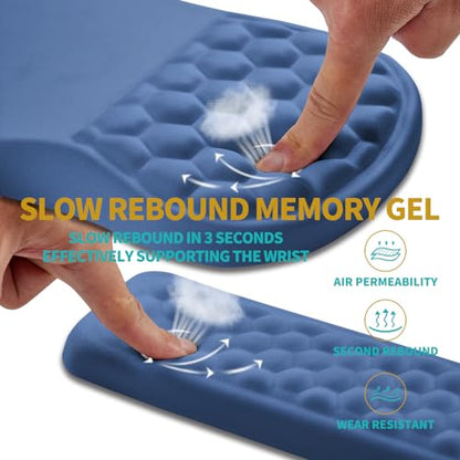 Hokafenle 2 in 1 Ergonomic Mouse Pad Wrist Support & Wrist Rest for Computer Keyboard Set, with Relieve Carpal Tunnel Pain Massage Bulge and Full Memory Gel Design (2In1 Set, Midnight Blue) - color: Hk019-midnight Blue