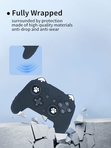 Case for Nintendo Switch 2 Pro Controller,UYRUREL Premium Sillence Material,Shock-Absorbing and Anti Drop Protection Soft Shell,with Stickers and Thumb Grips,Black. - color: BLACK