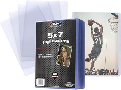 BCW 5x7 Topload Holder – 25 Count | Rigid 5x7 Toploader for Photos, Cards & Prints | Hard Plastic 5 x 7 Top Loader for Postcards, Pictures & Memorabilia Protection