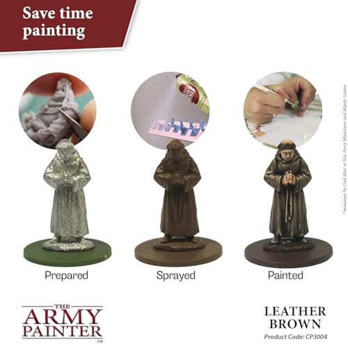 The Army Painter, Colour Primer Leather Brown, 400 ml spray acrilico | Primer marrone cuoio per dipingere miniature Warhammer e Dungeons and Dragons - color: Leather Brown