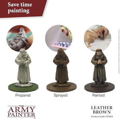 The Army Painter, Colour Primer Leather Brown, 400 ml spray acrilico | Primer marrone cuoio per dipingere miniature Warhammer e Dungeons and Dragons - color: Leather Brown