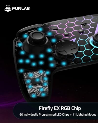 FUNLAB Wireless Switch 2 Pro Controller for Switch 2/OLED/Lite, Firefly Z Gamepad With Hall Effect, Hidden Glow LED, One-Key Wake Up, Programmable Back Buttons, Turbo & Motion Control - color: Colorful