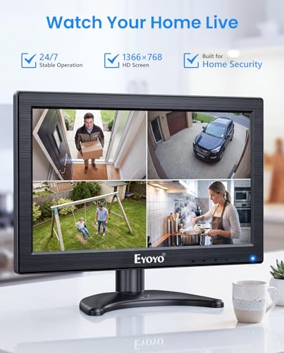Eyoyo 12" Inch TFT LCD Monitor with AV HDMI BNC VGA Input 1366x768 Portable Mini HD Color Screen Display with Built-in Speaker - style: 12 inch 1366x768
