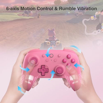 8Bitdo Ultimate 2C Bluetooth Controller for Switch/Switch 2 (Pink) | Hall Effect Joystick Update, Remappable L4/R4 Bumpers, 6-axis Motion Control, Rumble Vibration and Turbo Function - color: Pink