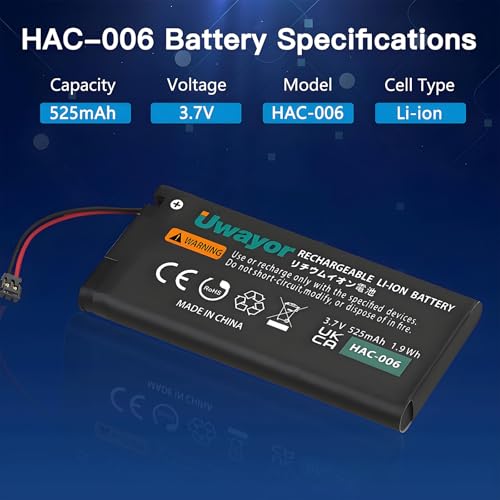 Joy Con Battery Replacement, 2 Pack HAC-006 Battery for Nintendo Switch HAC-015 HAC-016 Left & Right Joy-Con Controller, Joycon Replacement Batteries with Tools