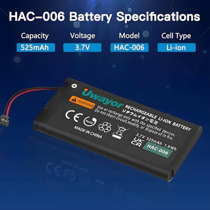 Joy Con Battery Replacement, 2 Pack HAC-006 Battery for Nintendo Switch HAC-015 HAC-016 Left & Right Joy-Con Controller, Joycon Replacement Batteries with Tools