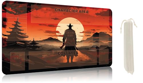 Trading Card Game Playmat – OPTCG Compatible Play Mat with Card Zones, Non-Slip Rubber Base, Stitched Edges, Original Art (Samurai) - color: Samurai