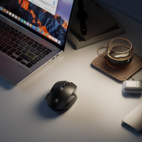 Uineer Wireless Mouse, 2.4GHz Rechargeable Computer Mouse, Battery Display | Stable 2.4GHz USB-A connection, rechargeable battery display and 4 adjustable DPI levels. - color: Matte Black