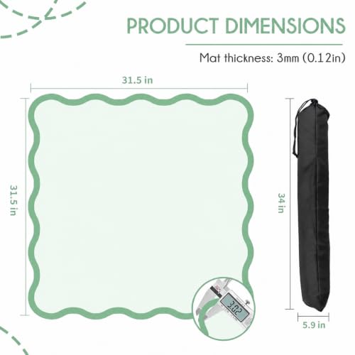Scalloped Mahjong Mat - Non-Slip Noise Reduction Gaming Mat 31.5 x 31.5 Inch for Mahjong,Waterproof Surface, Neoprene Mahjon for American Mahjong Game (Green) - color: Green