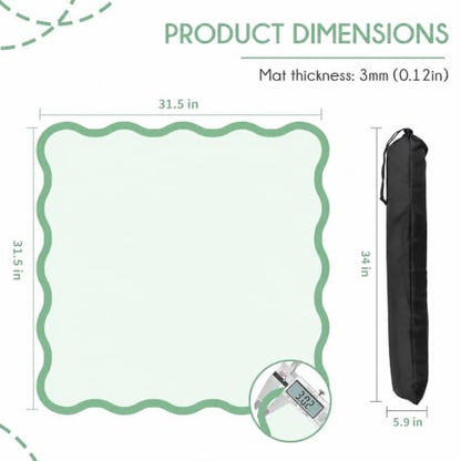 Scalloped Mahjong Mat - Non-Slip Noise Reduction Gaming Mat 31.5 x 31.5 Inch for Mahjong,Waterproof Surface, Neoprene Mahjon for American Mahjong Game (Green) - color: Green