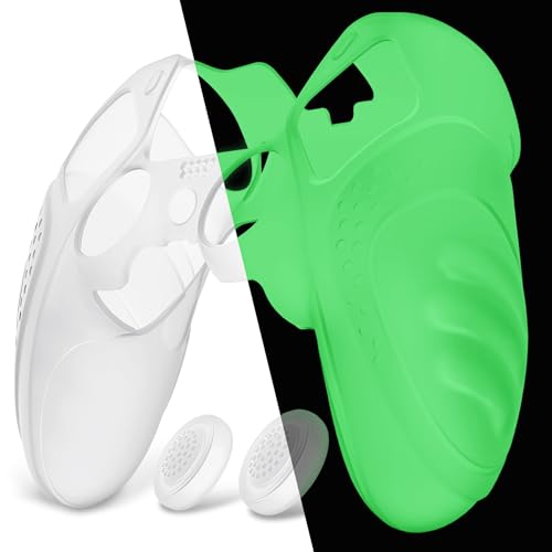 PlayVital Guardian Edition Glow in Dark Anti-Slip Ergonomic Silicone Cover Case for ps5 Edge Controller, Soft Rubber Protector Skin for ps5 Edge Wireless Controller with Thumb Grip Caps - Green - color: Glow in Dark Green