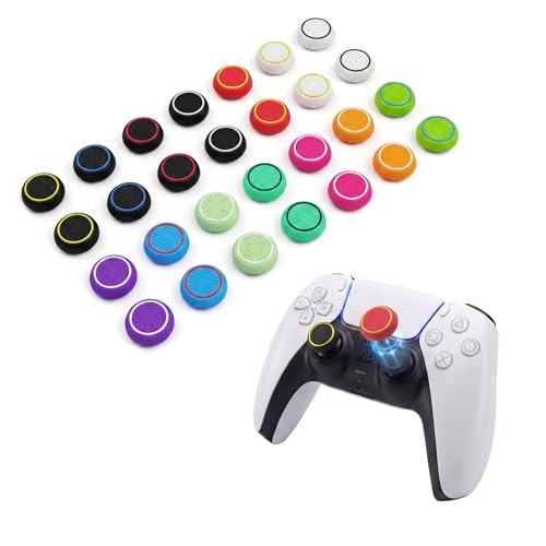 28 PCS Optimized Silicone Thumb Grips & Joystick Caps for PS4/PS5/Xbox Controllers Accessories | 14 Colors, Anti-Slip, Anti-Scratch & Enhanced Gaming Grip Protectors