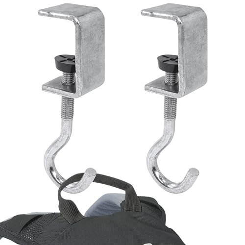 2 Pcs Desk Mount Bag Holder Hook Clamp-On Backpack Hanger Portable Desk Mount Headphones Holder Reduce Desk Clutter for Table Desk, Under Counter - color: Silver, size: 2 Hooks