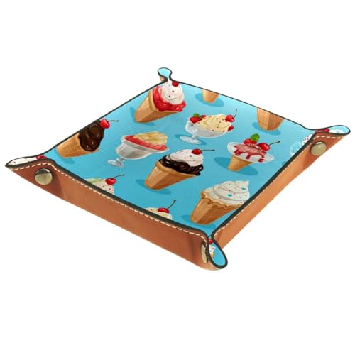 Ice Cream Pattern Dice Tray PU Leather Dice Rolling Tray Folding Dice Holder for Dice Games, Like RPG, DND and Other Table Games - color: Multi 1