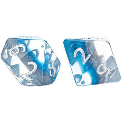 Gate Keeper Games and Dice: Eclipse Dice: Legacy - 7pc RPG Set, Layered Royale Blue & Shiny Silver, 7 Resin Dice for Role Playing Games - style: Legacy