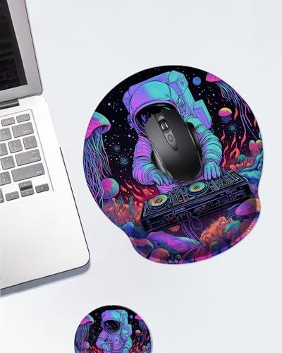 Mouse Pad with Wrist Support, Ergonomic Mouse Pad with Memory Foam Wrist Rest Cushion, Non-Slip Rubber Base Gaming Mice Pad for Home Office Computer Laptop,Cyberpunk Space - color: Cyberpunk Space