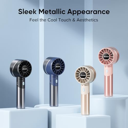 AMACOOL Portable Handheld Turbo Fan, 4 Speeds Wind with Cool Metal Body, 17Hrs Runtime Rechargeable Battery Personal Fan, Mini Pocket Fans for Girl Woman Man Travel Makeup Camping Outdoor-Beige - color: Beige, style: No Ice Cooler