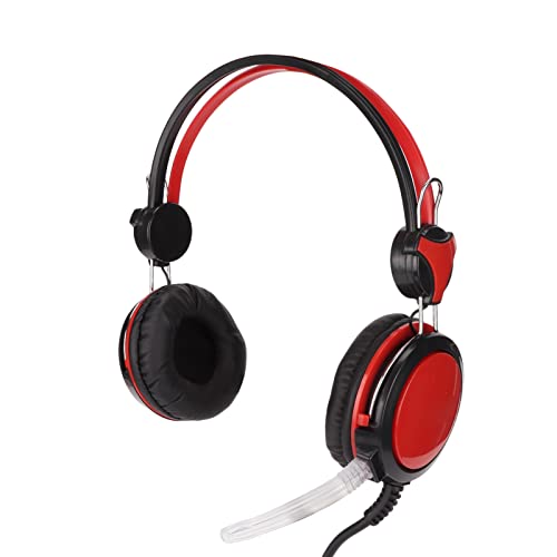 Gaming Headset with Noise Cancelling Features Ergonomic Wired Game Headphone for PC and Skype 40mm Drivers (Red) - color: Red