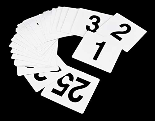 New Star Foodservice 23114 1-25 Double Sided Table Numbers, 4" x 4" Inch, White (Pack of 2) - size: 4 x 4 inches (Pack of 2), style: White (1-25)