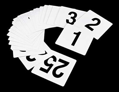 New Star Foodservice 23114 1-25 Double Sided Table Numbers, 4" x 4" Inch, White (Pack of 2) - size: 4 x 4 inches (Pack of 2), style: White (1-25)