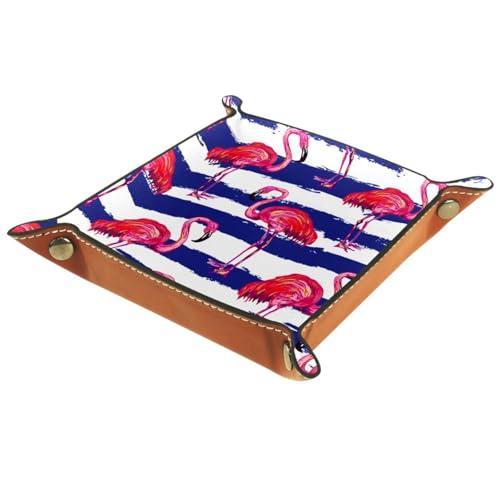 Pink Flamingo Birds Dice Tray PU Leather Dice Trays Folding Dice Holder Tray for Dice Games Like RPG, DND and Other Table Games