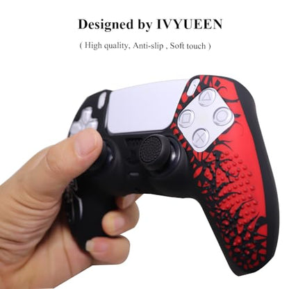 IVYUEEN Anti-Slip Silicone Skin for Playstation 5 PS5 Controller Protective Cover Case & Touch Pad Sticker for DualSense Controller