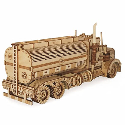 3D Wooden Puzzle - Wood Mechanical Tank Truck Model Kits - Coin Bank Crafts Model - Wooden STEM DIY Brain Teaser Puzzles, 3D Puzzle for Birthday Adults & Teens - style: Tank Truck