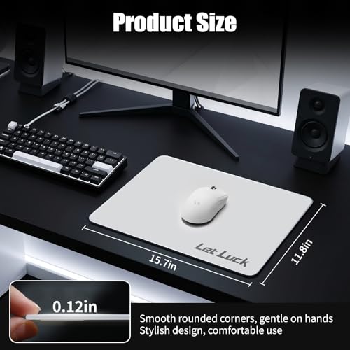 Glass Gaming Mouse Pad | 15.7x11.8 inches | Ultra-Smooth Micro-Etched Surface | Professional Esport Tempered Glass | Non-Slip Silicone Base | Equipped with a Portable Bag