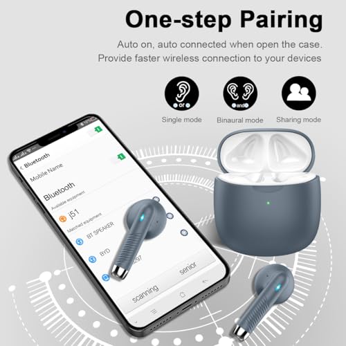 Wireless Earbuds, Bluetooth 5.4 Headphones in Ear with Noise Cancelling Mic, Bluetooth Earbuds Stereo Bass, IP7 Waterproof Sports Earphones, 32H Playtime USB C Charging Ear Buds Gray for Android iOS - color: Dark Gray