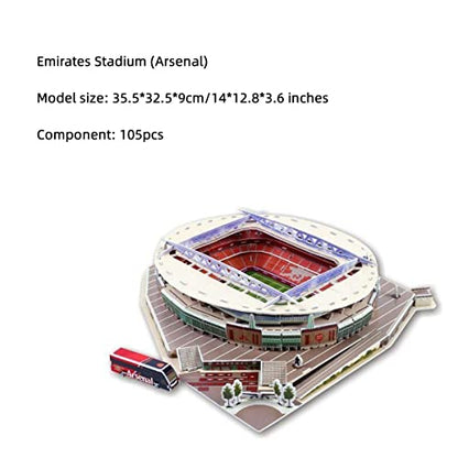 Classic Football Stadium Puzzle,3D Puzzle Soccer Club Venues,3D Paper Model Building Puzzle Kit, Soccer Stadium Souvenir Gift,Handmade Puzzle Ornaments，Cardboard Model (Emirates Stadium) - color: Emirates Stadium