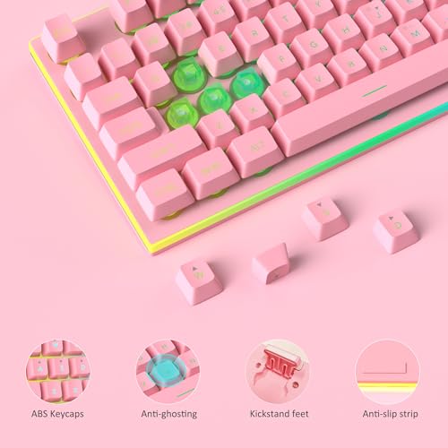 MageGee GT838 Gaming Keyboard and Mouse Combo, 104 Keys RGB Backlit Quiet Wired Keyboards for Laptop PC MAC, with Number Pad, Metal Panel, Anti-Ghosting, Pink - color: Pink