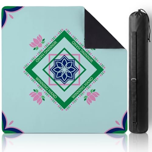 Thenshop Mahjong Mat Thickened Anti-Slip Game Mat with Drawstring Carrying Bag, 31.5" x 31.5" Waterproof Noise-reducing Table Cover for Mahjong, Poker, Card Games, Dominoes(Lotus Style) - style: Lotus Style