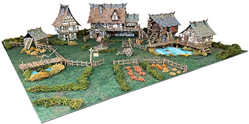 Battle Systems Fantasy Terrain Village Core Set - 28-35mm DND D&D RPG Wargames Historical/Fantasy Card Scenery - style: Village