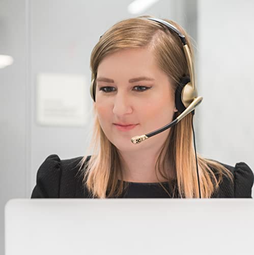 Koss CS100-USB Dual-Sided On-Ear Communication Headset, Beige, USB-A Plug | Speech Recognition, Lightweight Design, Microphone, B2B, Telehealth, Education, Call Centers - style: USB