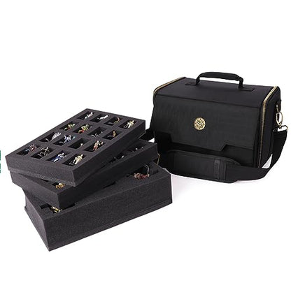 ENHANCE Miniature Figure Satchel - Compact Storage & Carrying Case for DnD Miniatures with Strap, 3 Foam Trays (2 Pre-Cut and 1 Pick & Pluck Tray) - Fits 20mm to 25mm Figures (Small - Standard Base) - size: Small (32 Slots), style: Standard Base Minis