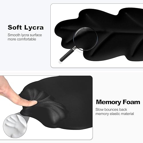 Keyboard Wrist Rest and Mouse Pad with Wrist Support Set, Ergonomic Leaf Shape Mouse Pad with Non-Slip Base, Pain Relief Memory Foam Mousepad for Computer,Laptop,Home Office, Black - color: Black