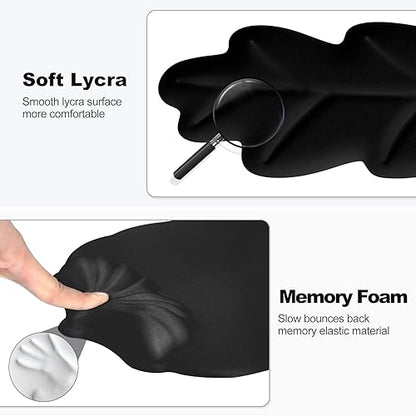 Keyboard Wrist Rest and Mouse Pad with Wrist Support Set, Ergonomic Leaf Shape Mouse Pad with Non-Slip Base, Pain Relief Memory Foam Mousepad for Computer,Laptop,Home Office, Black - color: Black