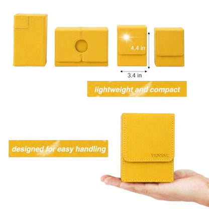 MTG Deck Box with Commander Display, Fits TCG Cards (Yellow&Yellow) | Holds 120 Single/100 Double-Sleeved Cards, Fit MTG/PTCG/OPTCG Cards, Strong Magnet, PU Leather, With 2 Dividers & 1 Toploader - color: Yellow&Yellow