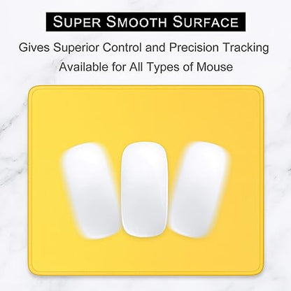 Hsurbtra Mouse Pad, Premium-Textured Square Mousepad 10.2 x 8.3 Inch, Stitched Edge Anti-Slip Waterproof Rubber Pretty Cute Computer Mat for Office Gaming Laptop Women Kids Apricot Yellow - color: Apricot Yellow, size: Square Mousepad (10.2" x 8.3")