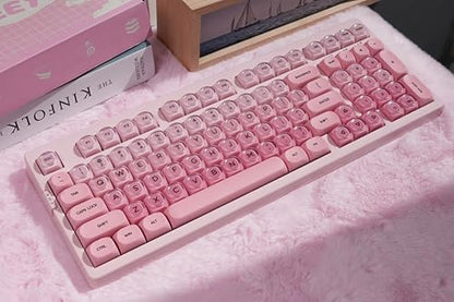 ZORNHER ZH980 Foundation Mechanical Keyboard,95% Pink Creamy Keyboard with Number Pad,Cute Jelly MOA Profile Keycaps,Silent Quiet Switches,Hot-Swappable - color: Pink Foundation, size: Silent Switch