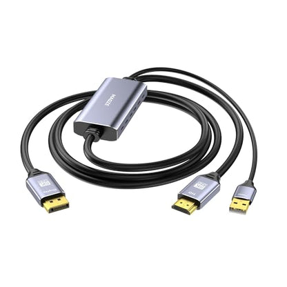 8K@30Hz HDMI to DisplayPort Cable 4K@144Hz, for PS5 Xbox Discrete GPU | HDMI 2.1 to DP 1.4, USB Power for Stable Signal, Aluminum Shell with Vents, for Laptop Discrete GPUs Xbox PS5