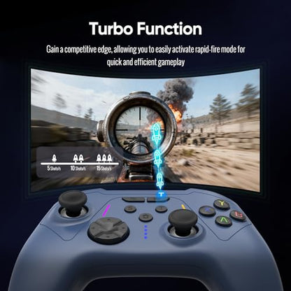 BETMI Wireless Controller for Xbox One, Xbox Series X/S, PC Adapter, Hall Effect Joysticks, Turbo, Macro, Remapping, Dual Vibration Function, 2.4GHz Gamepad(Dark White)