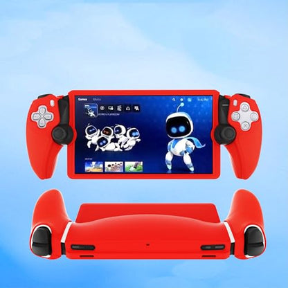 Controller Silicone Cover Controller Skin Split Protective Sleeve for PS5 PlayStation Portal Handheld Game Console Soft Rubber Case (Red) - color: Red