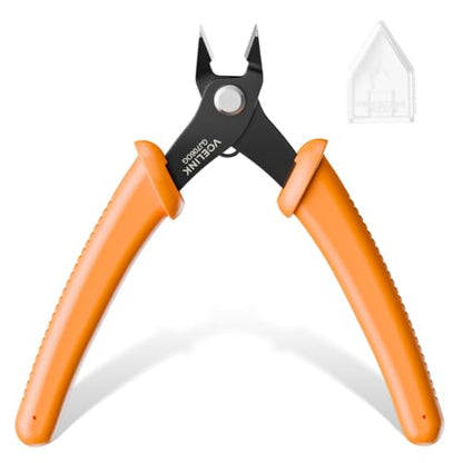 VCELINK Small Wire Cutter, Micro Precision Flush Cutter, 5-Inch, Orange | Spring-loaded Flush Cutter. Carbon Steel HRC51-53. For Electronics, Jewelry, Zip Ties. - color: Orange