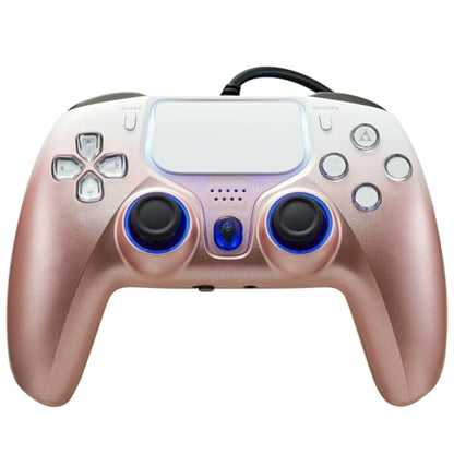 NBCP Wired PS5 Controller, Turbo, Hall-Effect Triggers, Dual Vibration, 6-Axis Gyro, 10ft Cable –Gamepad Compatible with PS5/PS4/PC/Steam – Rose Gold Color - color: Rose Gold